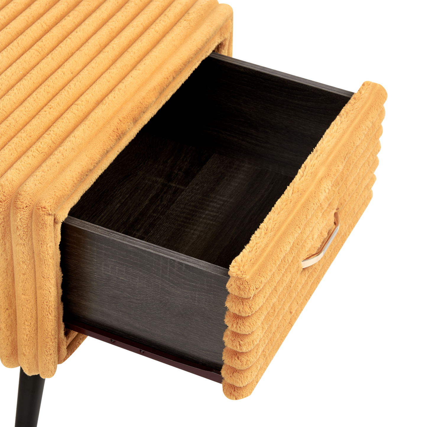 Bedside Table Orange Corduroy Jumbo 1 Drawer Nightstand