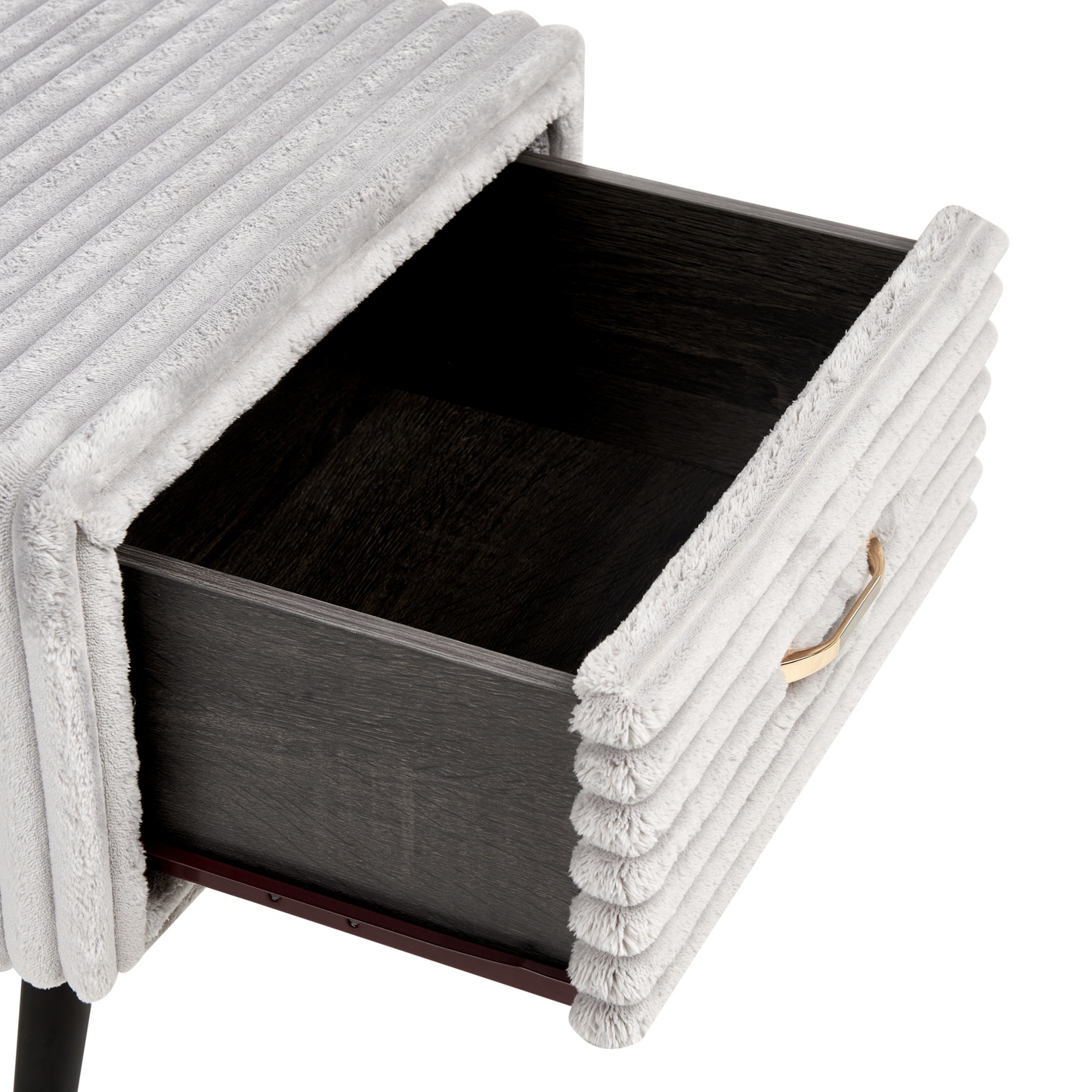 Bedside Table Light Grey Jumbo Corduroy 1 Drawer Nightstand