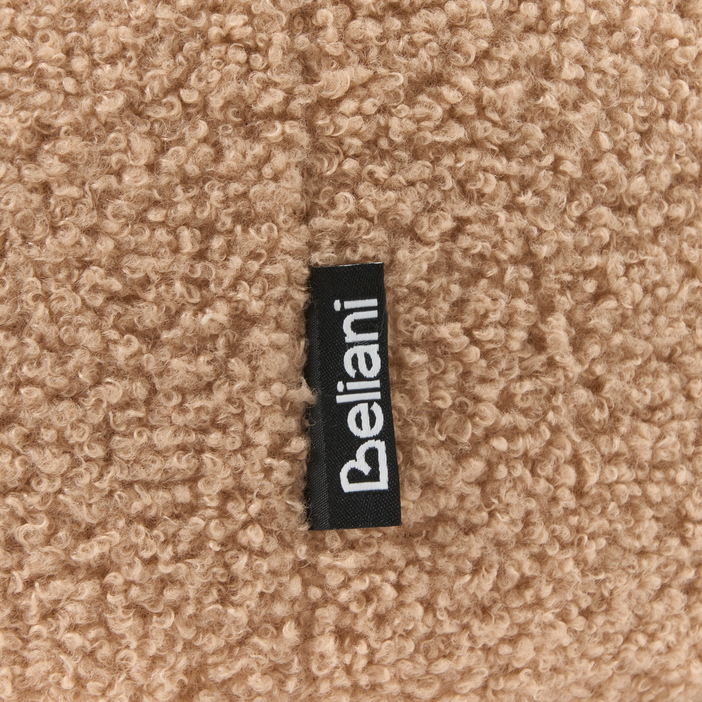 Boucle Storage Pouffes Set of 2 Light Brown Teddy Fabric Round Ottomans Hidden Storage