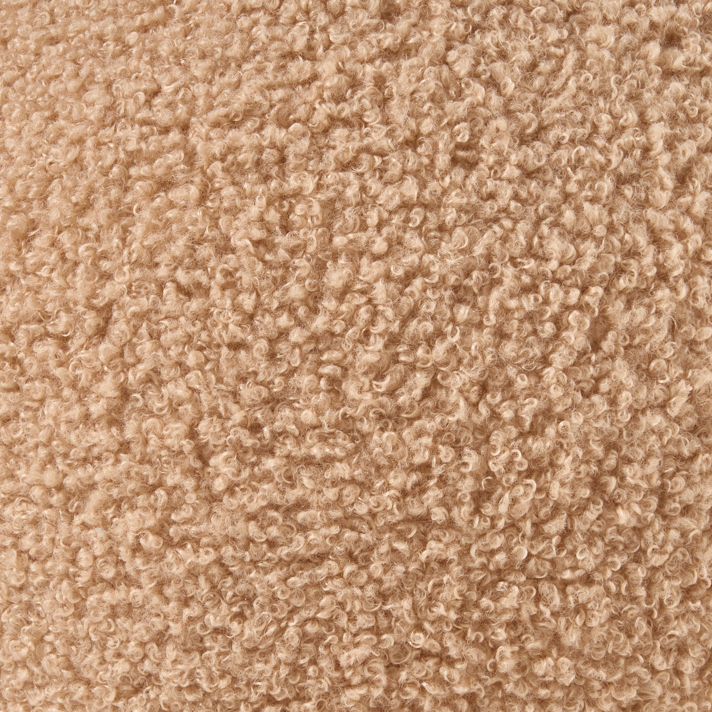 Boucle Pouffe Round Footstool 60cm Light Brown Modern Living