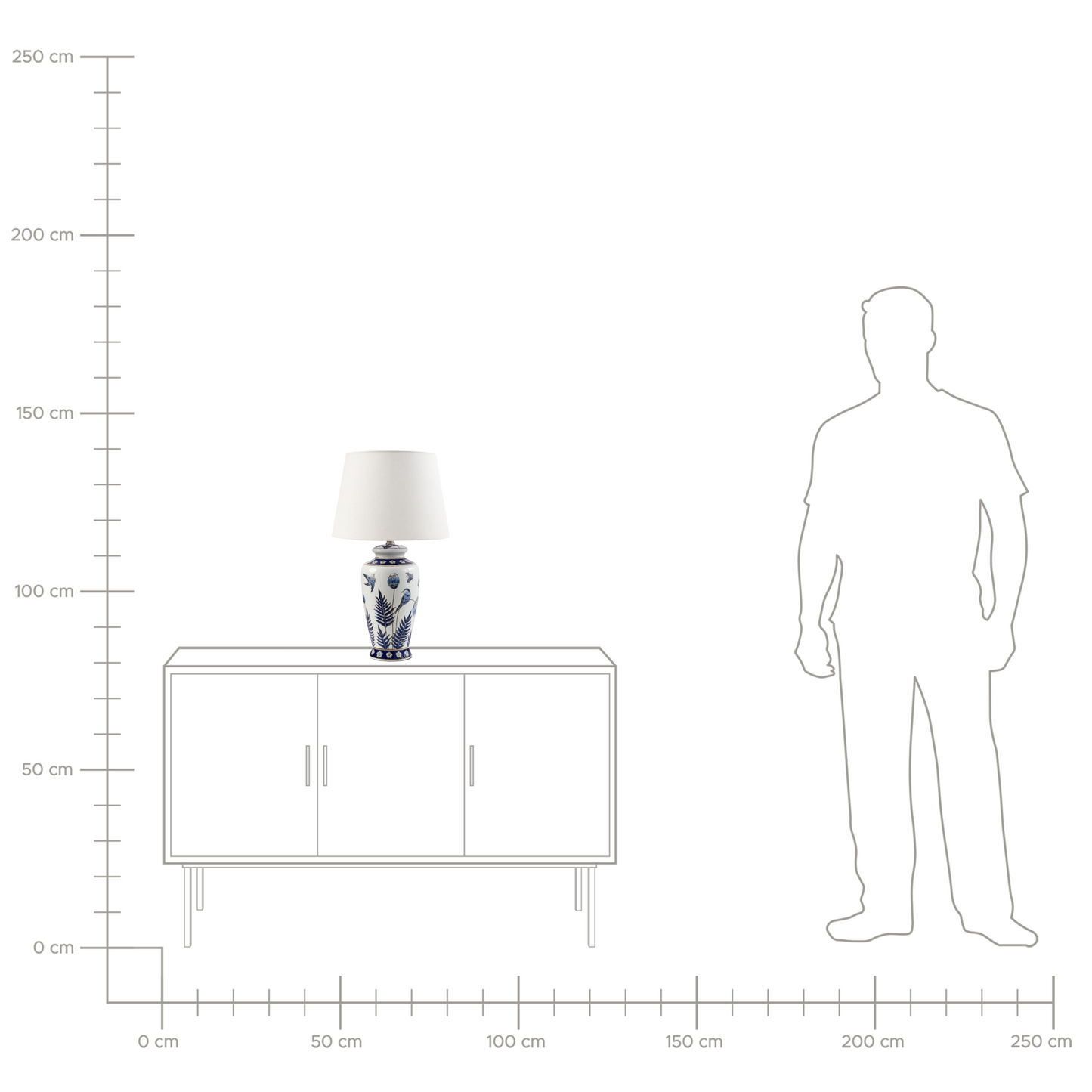 White Blue Porcelain Table Lamp With Floral Pattern