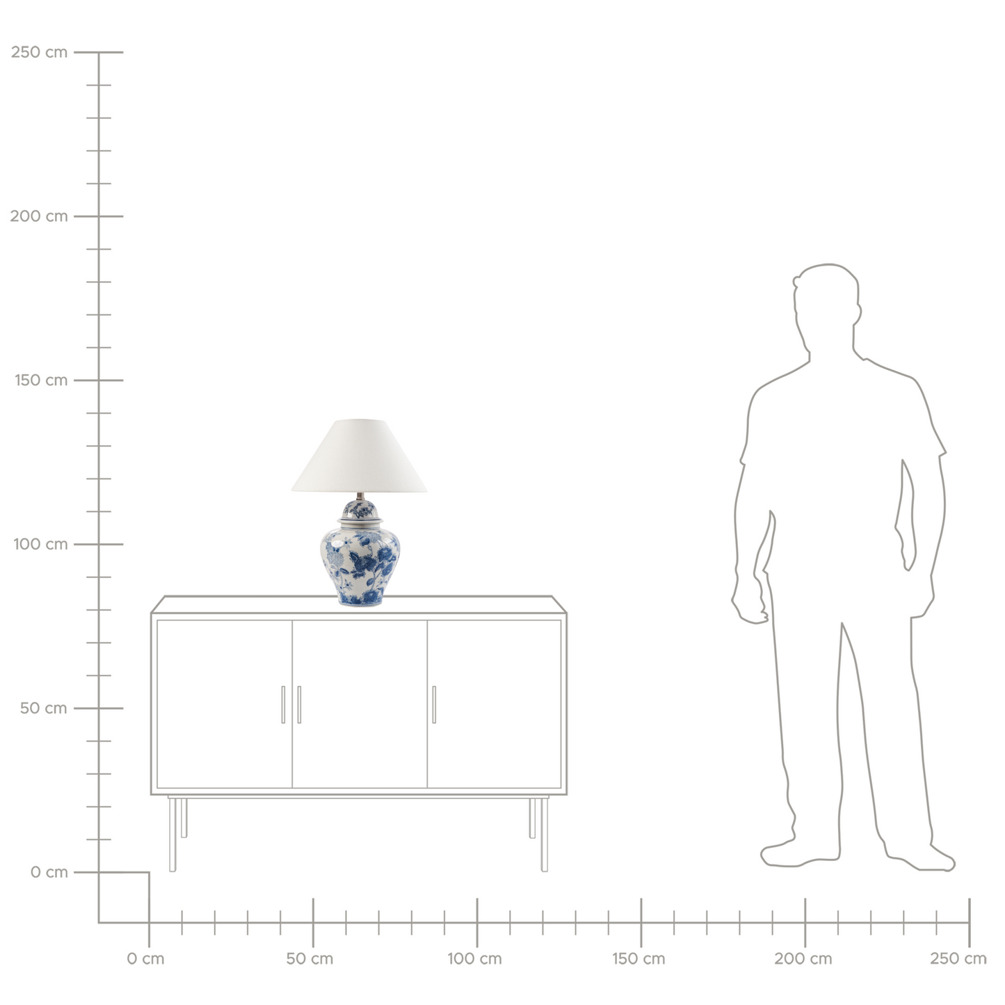 Home Blue And White Porcelain Floral Table Lamp Linen Shade