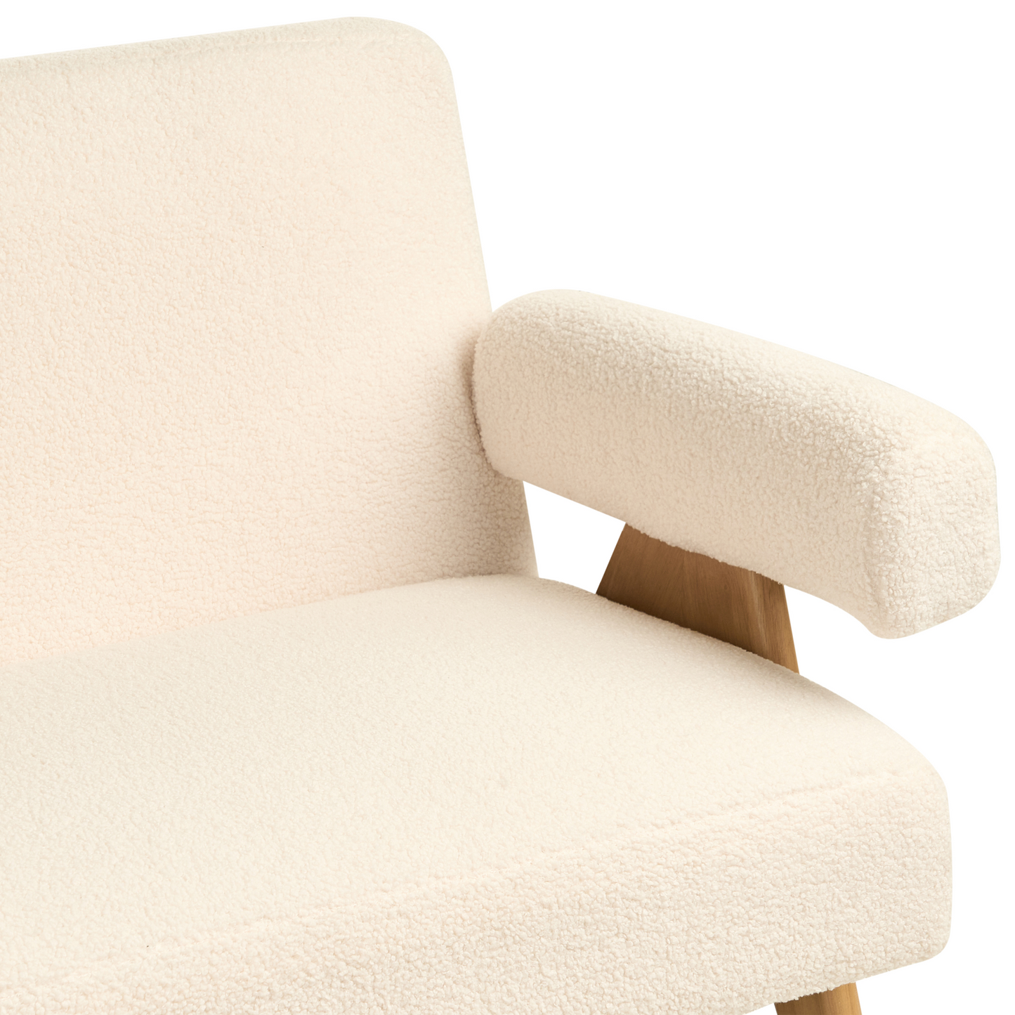 Sofa Set 2 Seater And Bench Off White And Light Brown Boucle