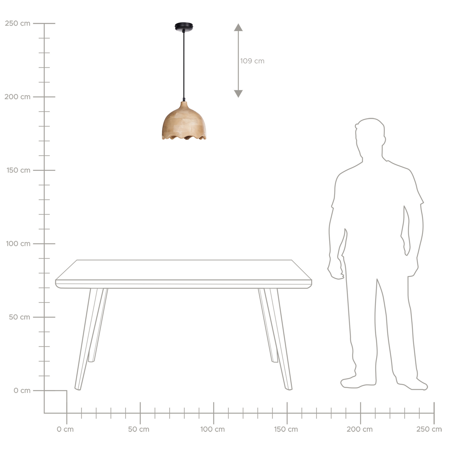 Pendant Lamp Light Brown Mango Wood Round Shade