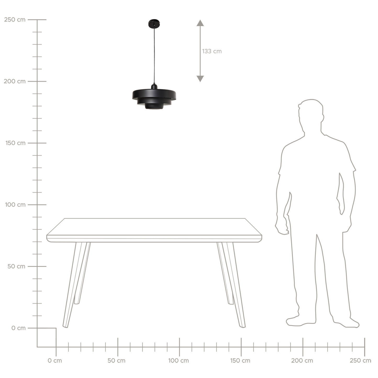 Pendant Lamp Matte Black Metal Tiered Design