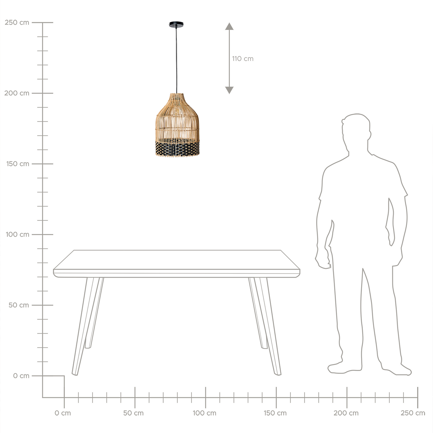 Pendant Lamp Natural Rattan Shade Iron Frame Handmade Lighting For Dining Room