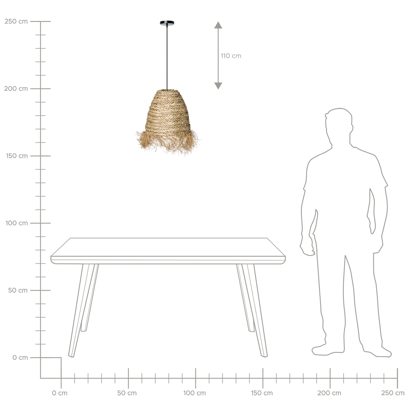 Seagrass Pendant Lamp With Fringe Handmade Woven Natural Lighting In Natural Tone