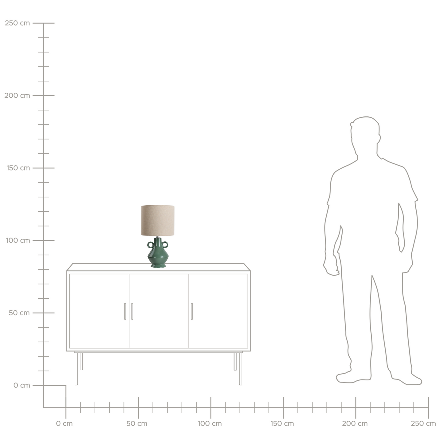 Green Ceramic Table Lamp With Textured Fabric Shade