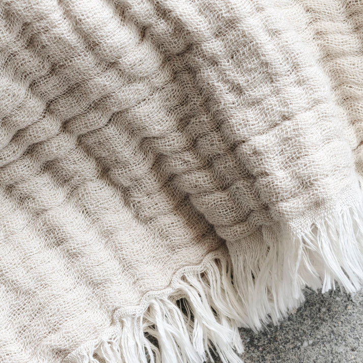 Cream Fringe Edge Throw