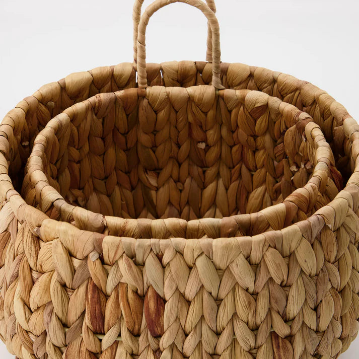 Set of 2 Water Hyacinth Hang Baskets