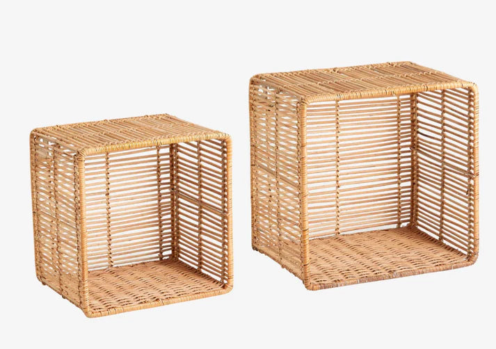 Set of 2 Bamboo Wall Storage Baskets