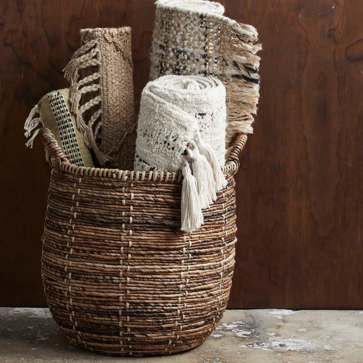 Banana Leaf and Rattan Laundry Basket