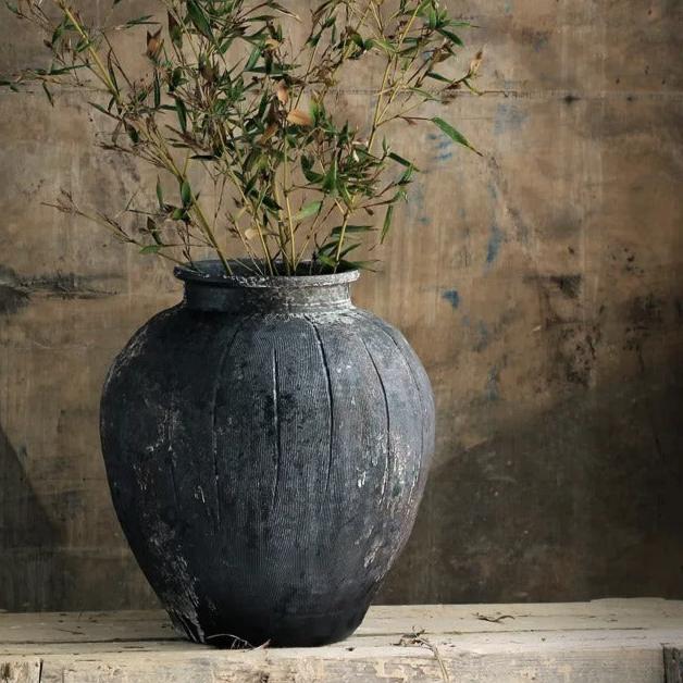 Black Aged Ceramic Vase