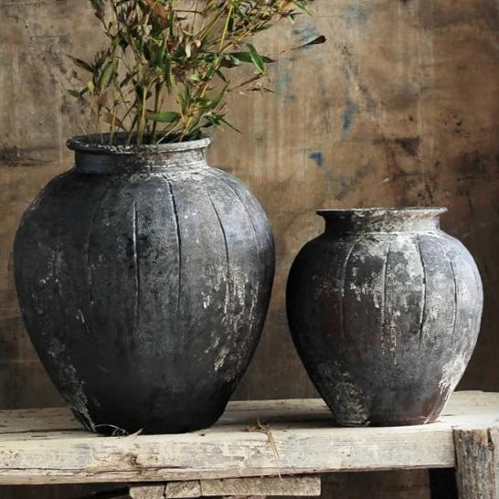 Black Aged Ceramic Vase