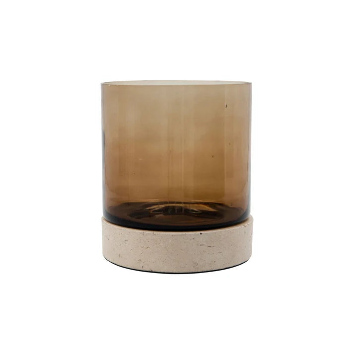 Travertine Glass Candle Holder