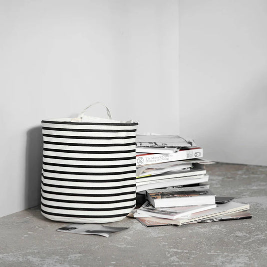 Round Striped Cotton Laundry Basket