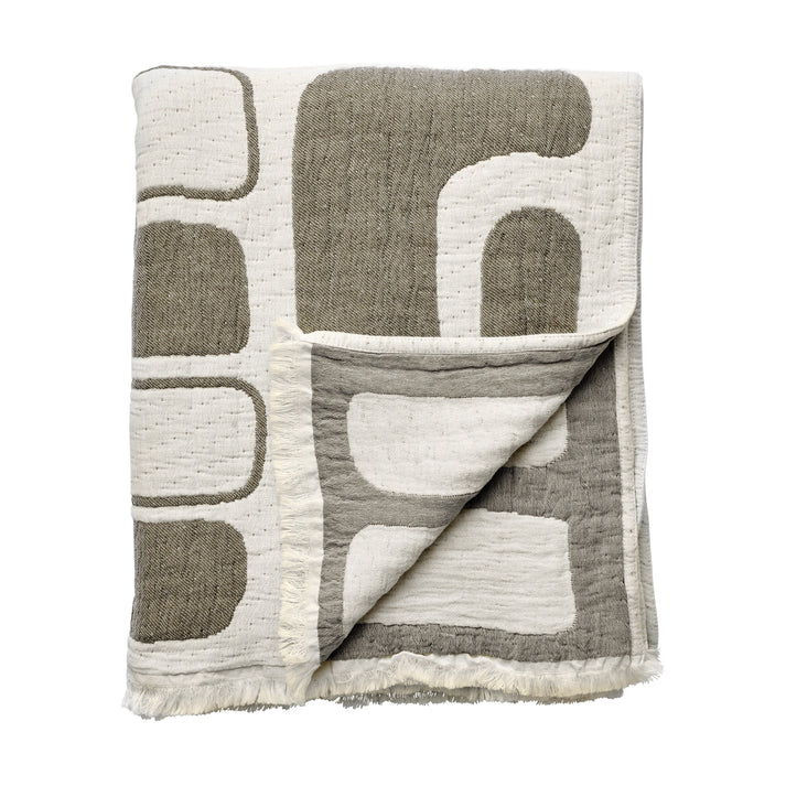 Taupe Cotton Throw with Loose Weave Edge