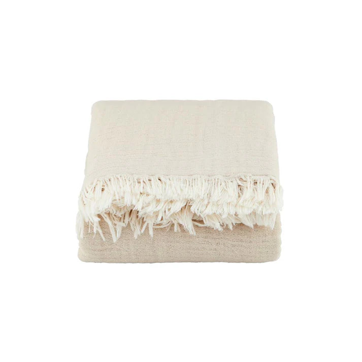 Cream Fringe Edge Throw