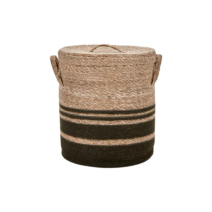 Jute and Rattan Laundry Basket with Lid