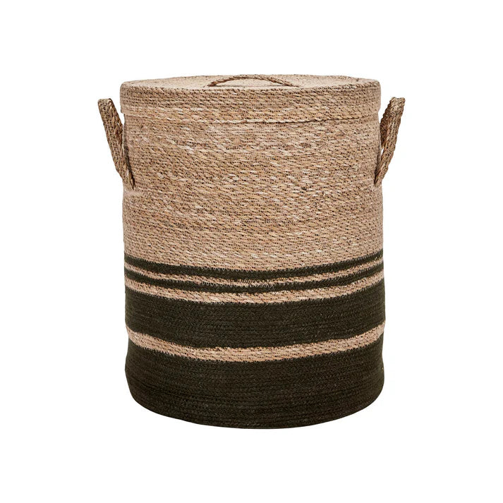 Jute and Rattan Laundry Basket with Lid