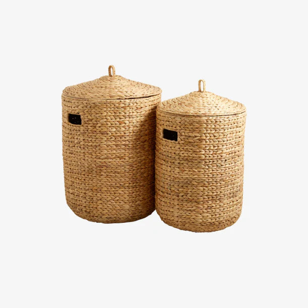 Lidded Woven Laundry Basket