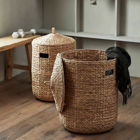 Lidded Woven Laundry Basket