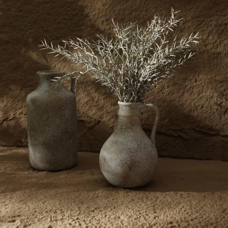 Stone Finish Handled Bottle Vase