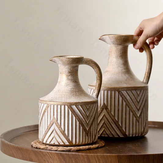 Aztec Pattern Ceramic Milk Jug Vase