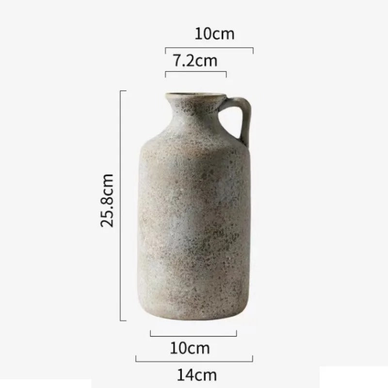 Stone Finish Handled Bottle Vase