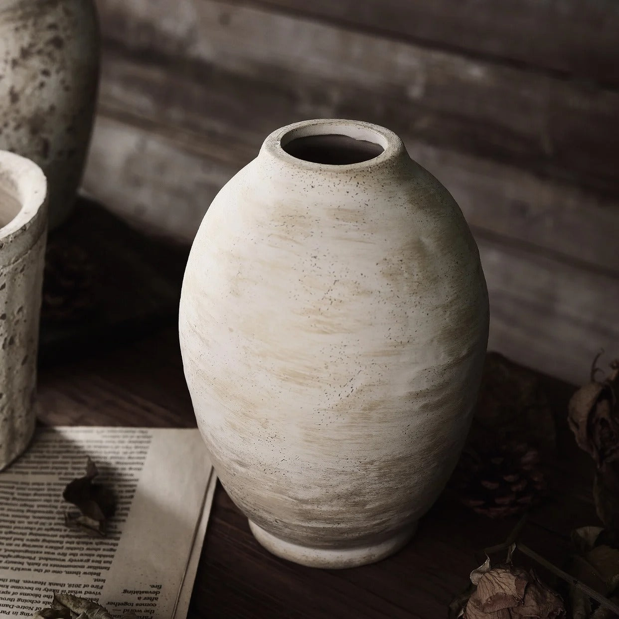 White Washed Small Neck Vase