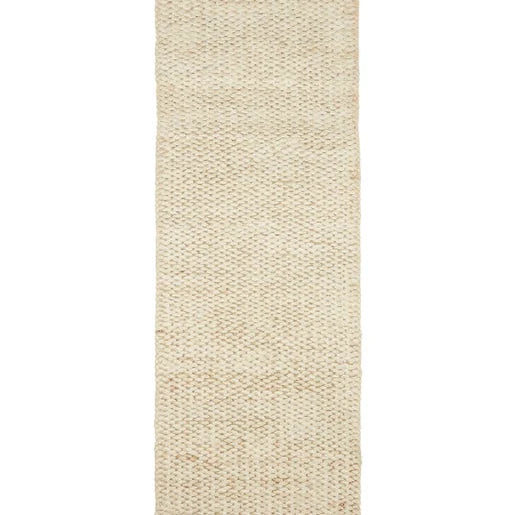 Natural Off White Handwoven Chunky Jute and Cotton Rug