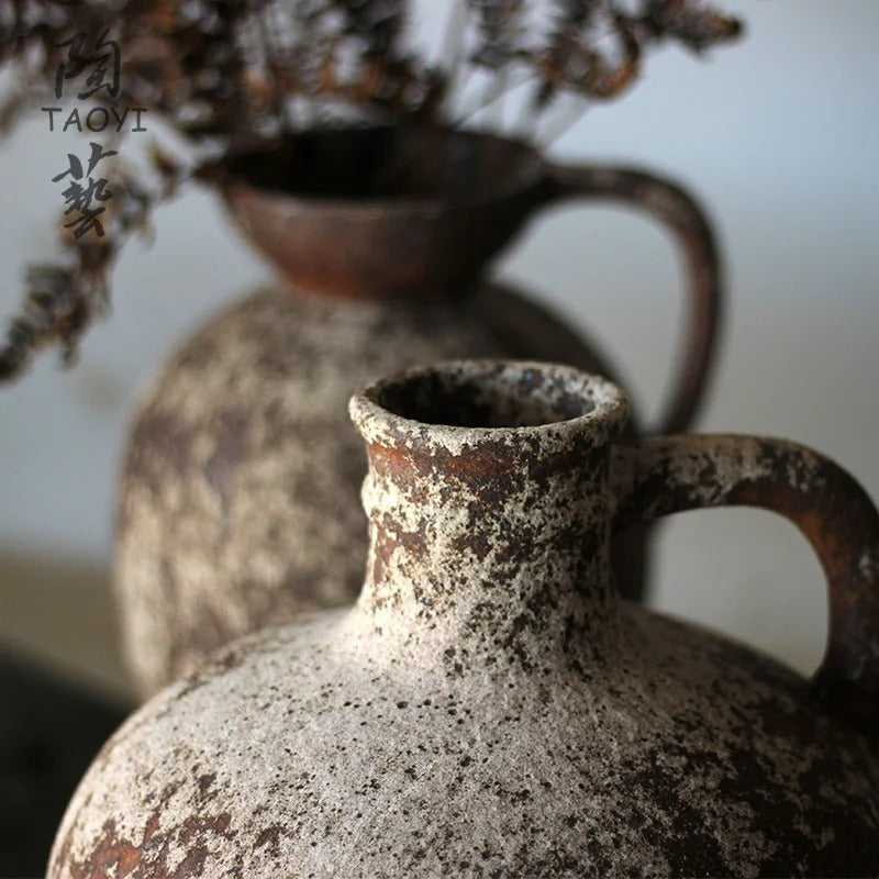 Set of 3 Antique Aged Flower Vase