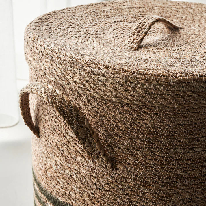 Jute and Rattan Laundry Basket with Lid