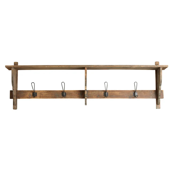 Reclaimed Shelf with Hooks