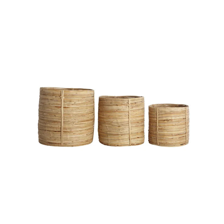 Set of 3 Bamboo and Rattan Storage Baskets