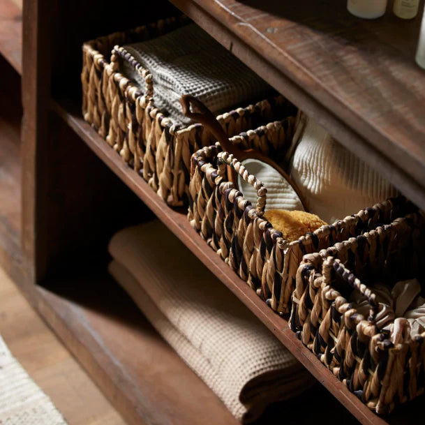 Set of Handwoven Water Hyacinth Basket Trays