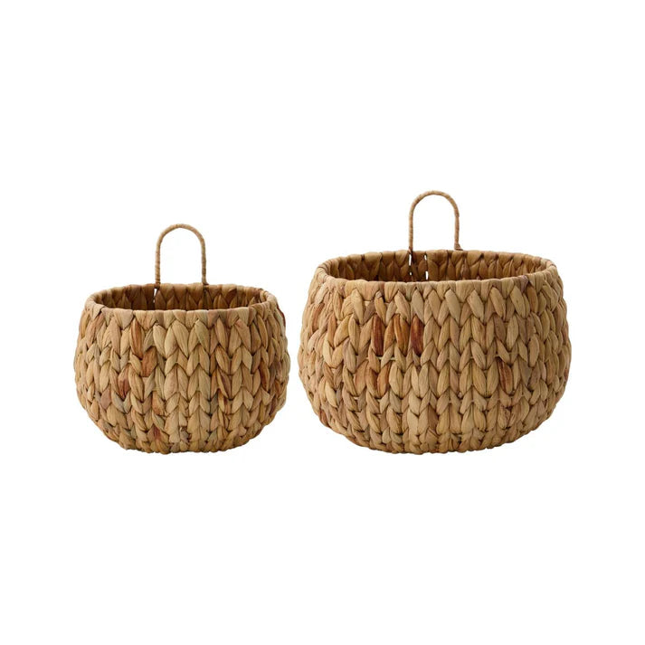 Set of 2 Water Hyacinth Hang Baskets