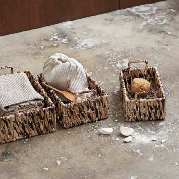 Set of Handwoven Water Hyacinth Basket Trays