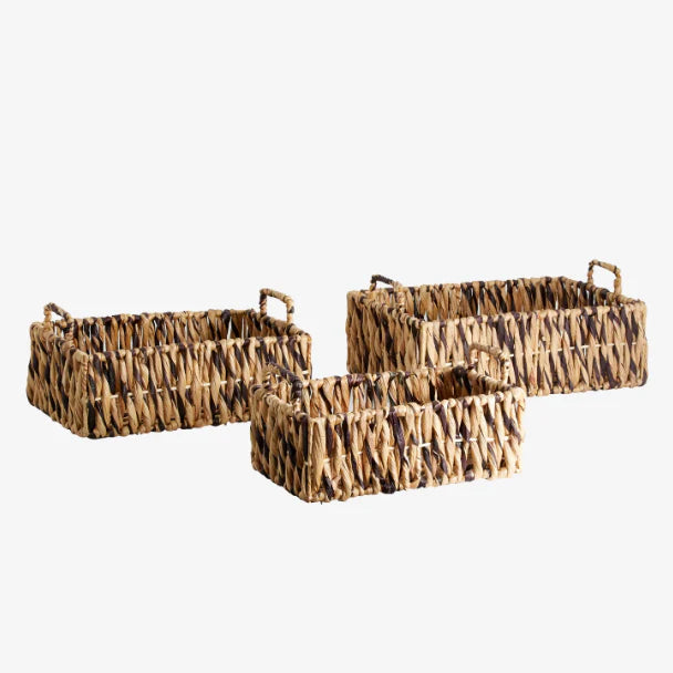 Set of Handwoven Water Hyacinth Basket Trays