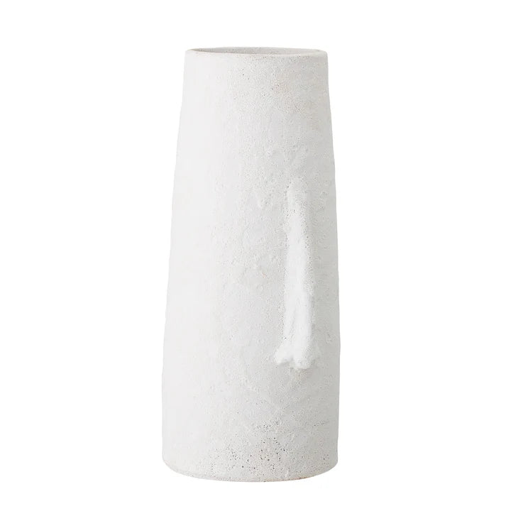 White Nordic Terracotta Vase with Face Detail