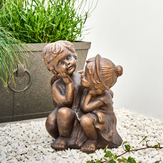 Distressed Brown Child Figurine 32cm Indoor Outdoor
