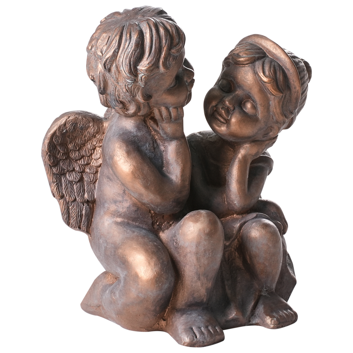 Distressed Brown Child Figurine 32cm Indoor Outdoor