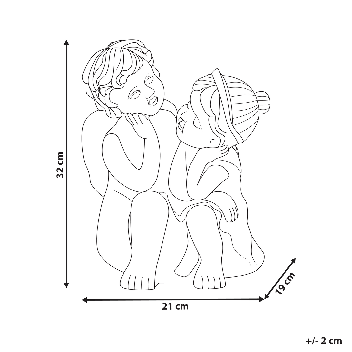 Distressed Brown Child Figurine 32cm Indoor Outdoor