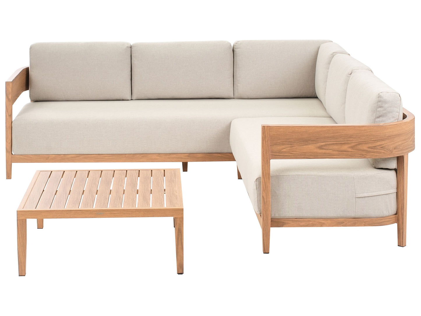 Corner Sofa Set 5 Seater Aluminum Frame Beige Cushions
