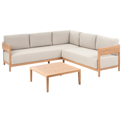Corner Sofa Set 5 Seater Aluminum Frame Beige Cushions