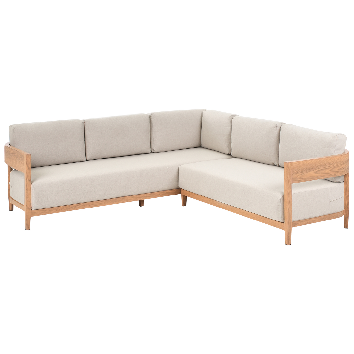 Corner Sofa Set 5 Seater Aluminum Frame Beige Cushions