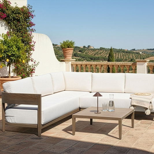 Corner Sofa Set Brown Aluminium 5 Seater Coffee Table