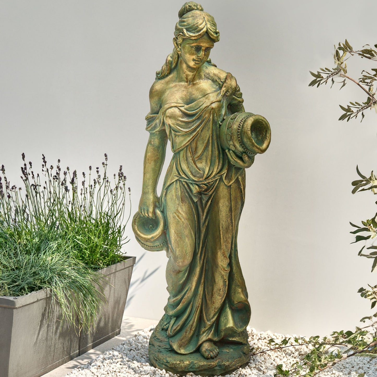 Heritage Woman Water Carrier Figurine Greek 115cm Green