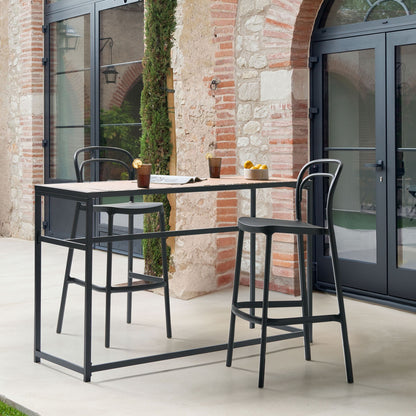 Home Set Of 2 Black Plastic Bar Chairs Weather Resistant