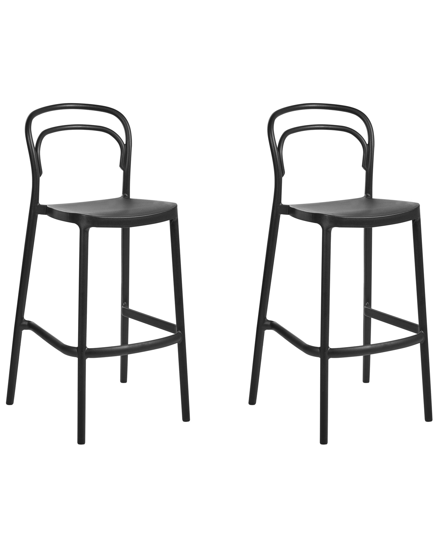 Home Set Of 2 Black Plastic Bar Chairs Weather Resistant